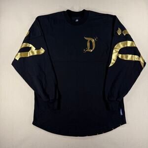 Disneyland Resort Spirit Jersey Black Gold Metallic Castle Oversized Shirt XS